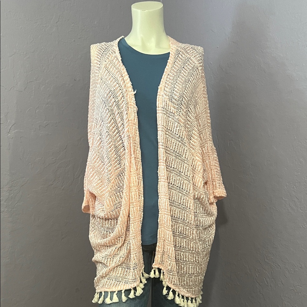 Kori Peach Open-Front Cardigan